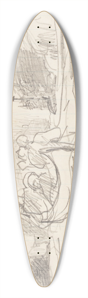 Winslow Homer - Canoe with Three Men, Ile Maligne, Quebec 39.3 inch art pintail longboard deck