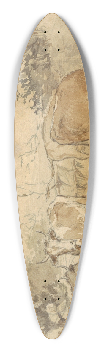 Winslow Homer - Cows in a Pasture 39.3 inch art pintail longboard deck