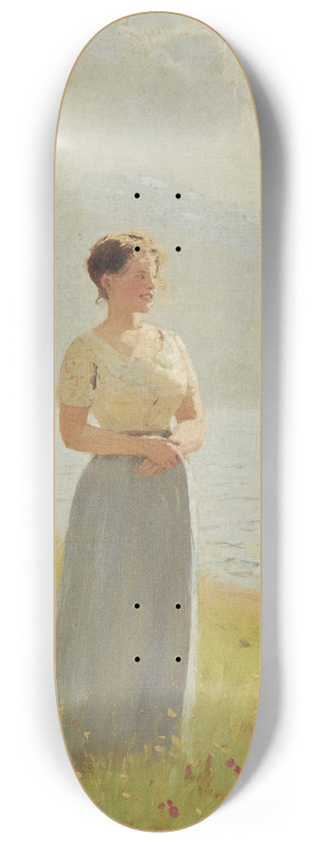 Hans Dahl - Girl Beside A Fjord 8.25 inch art skate deck