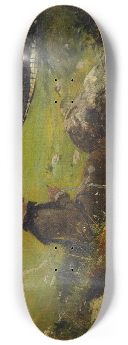 Hans Dahl - Girl In A Field Knitting 8.25 inch art skate deck