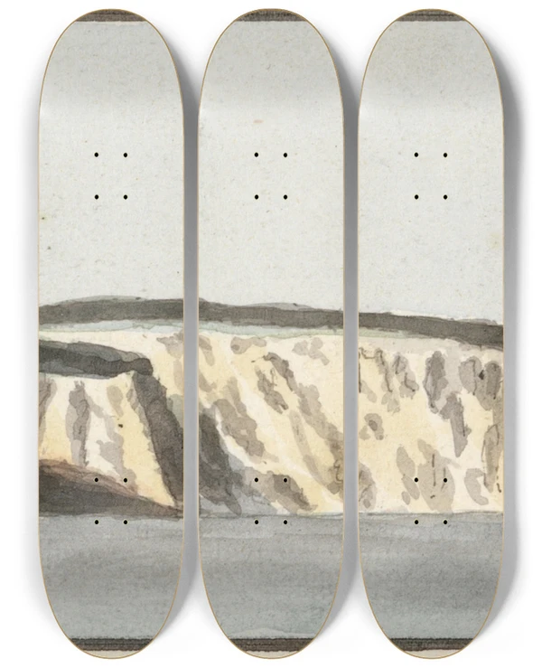 Triptych art skateboard deck of John Thomas Serres Piveral Point by John Thomas Serres (1759-1825)