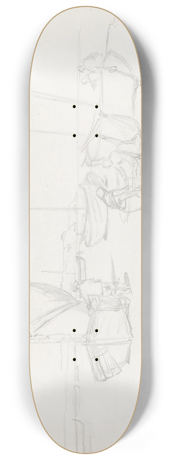 Hans Gude - Figurer og bter p stranden 8.25 inch art skate deck