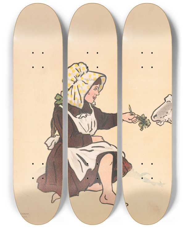 Triptych art skateboard deck of George Markendorff On The Farm by George Markendorff (19-)