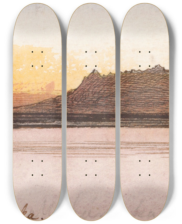 Triptych art skateboard deck of Edward Lear Maharraka by Edward Lear (1812-1888)