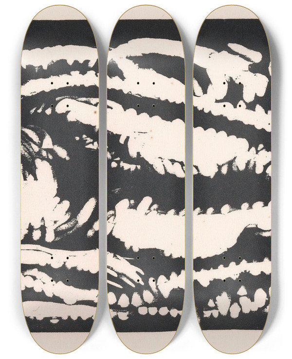 Triptych art skateboard deck of Henri Jonas Liggende Naakte Vrouw by Henri Jonas (1878-1944)