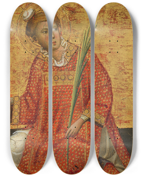 Triptych art skateboard deck of Gherardo Starnina St Stephen And St Bruno by Gherardo Starnina (1360-1413)