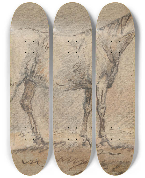 Triptych art skateboard deck of Sawrey Gilpin Two Mares With Their Foals by Sawrey Gilpin (1733-1807)