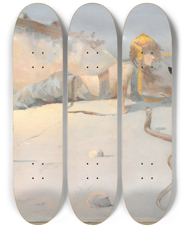 Triptych art skateboard deck of Charles Conder Hot Wind by Charles Conder (1868-1909)