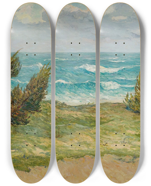 Triptych art skateboard deck of Maxime Maufra Le Vent by Maxime Maufra (1861-1918)