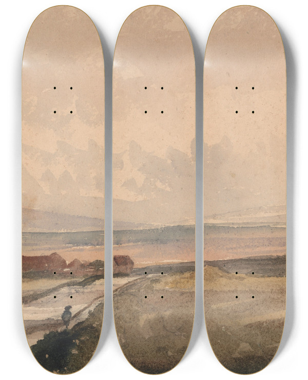 Triptych art skateboard deck of Peter Dewint A Yorkshire Road_2 by Peter Dewint (1784-1849)