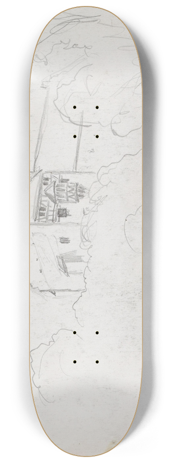Hans Gude - House outside berlingen 8.25 inch art skate deck