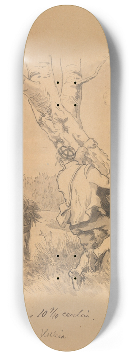 Hans Gude - Hu stod med skaut p hue og skinntrye og svart stakk 8.25 inch art skate deck