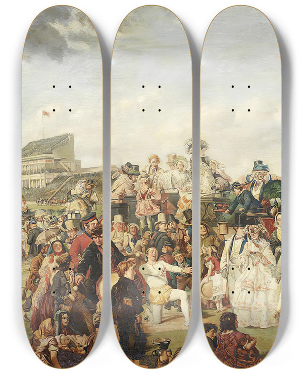 Triptych art skateboard deck of William Powell Frith The Derby Day by William Powell Frith (1819-1909)