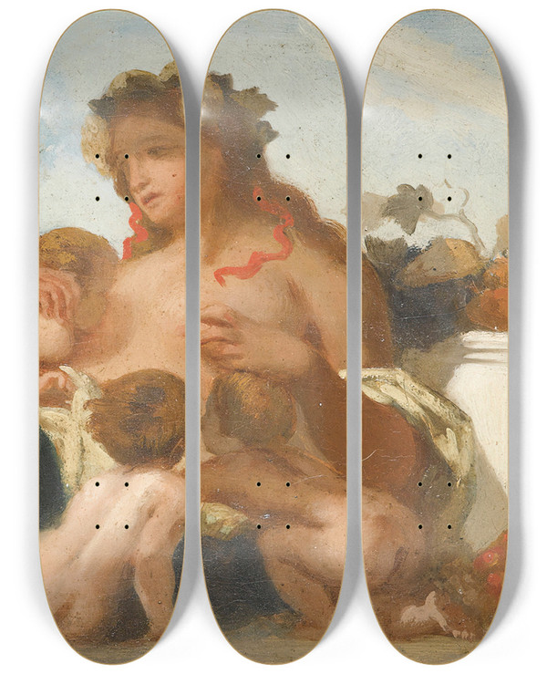 Triptych art skateboard deck of Eugne Delacroix Study For Lagriculture by Eugene Delacroix (1798-1863)