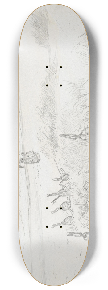 Hans Gude - Kvinne med barn og ankere p stranden, Ghren 8.25 inch art skate deck