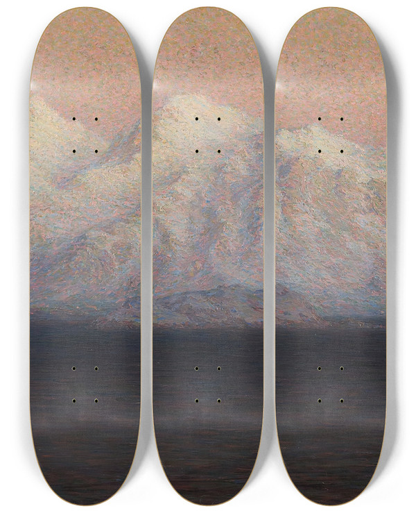 Triptych art skateboard deck of Anna Boberg Mountains Study From North Norway by Anna Boberg (1864-1935)