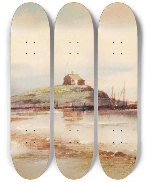 Triptych art skateboard deck of Charles Russell Loomis Untitled by Charles Russell Loomis (1857-1936)