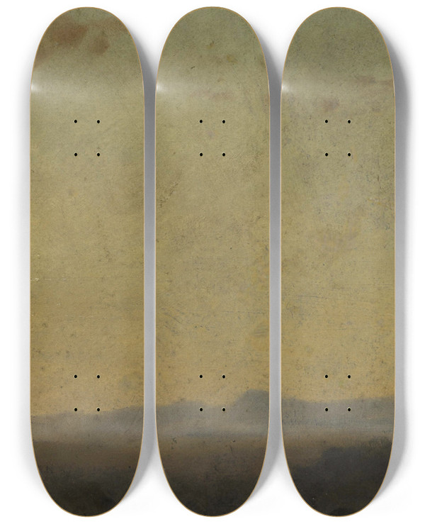 Triptych art skateboard deck of Jeanjacques Henner Paysage Ditalie_2 by Jean-Jacques Henner (1829-1905)
