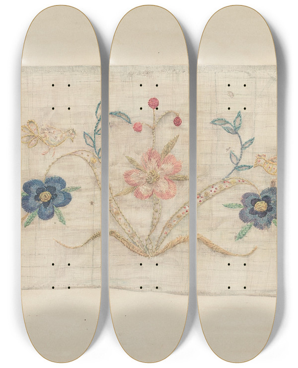 Triptych art skateboard deck of Isabella Ruth Doerfler Bed Hanging by Isabella Ruth Doerfler