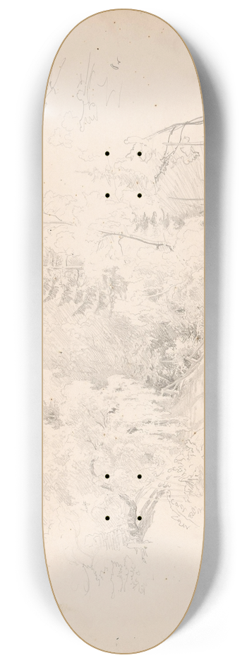 Hans Gude - Skogsinterir med vei, Elstad 8.25 inch art skate deck