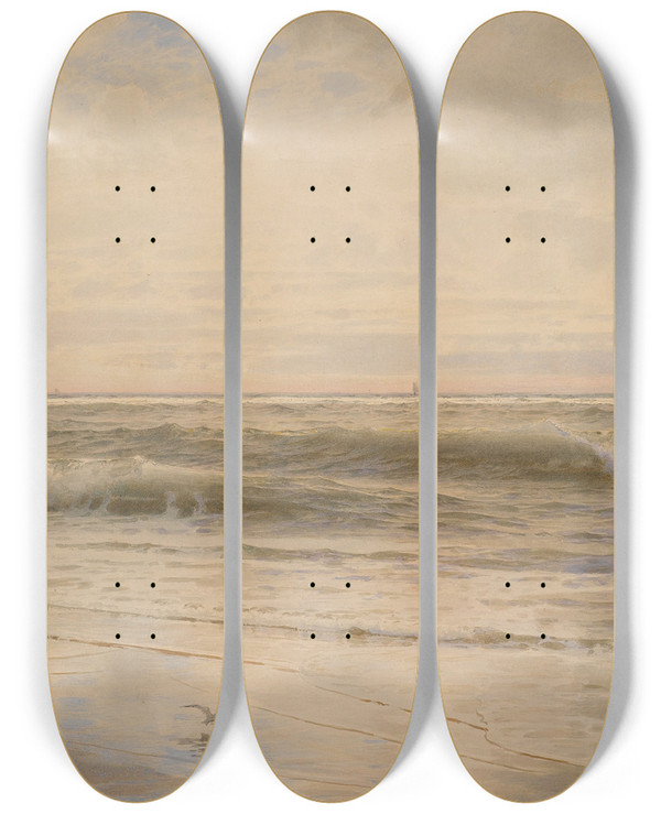 Triptych art skateboard deck of William Trost Richards Atlantic Coast by William Trost Richards (1833-1905)