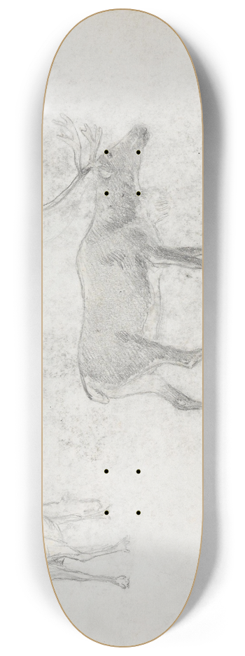 Hans Gude - Studier av hjort 8.25 inch art skate deck