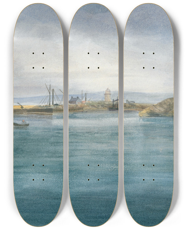 Triptych art skateboard deck of Rev James Bulwer Holyhead Highwater_2 by Rev James Bulwer (1794-1879)