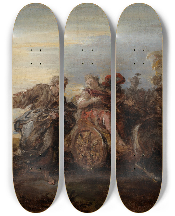 Triptych art skateboard deck of Joseph Parrocel Scenes From Ancient History_1 by Joseph Parrocel (1646-1704)