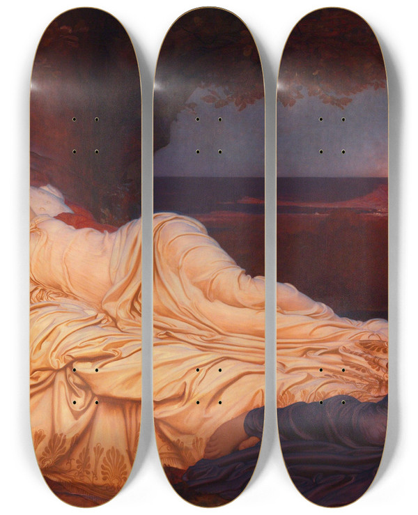 Triptych art skateboard deck of Frederic Leighton Cymon And Iphigenia by Frederic Leighton (1830-1896)