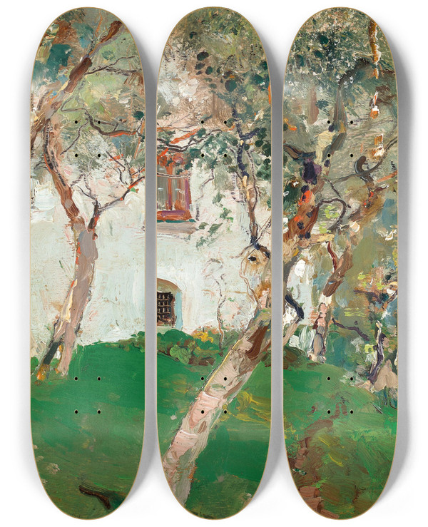 Triptych art skateboard deck of Giuseppe Casciaro Capri_1 by Giuseppe Casciaro (1861-1945)