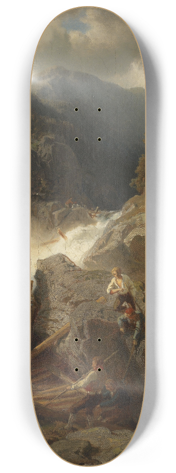 Hans Gude - Waterfall in Hallingdal 8.25 inch art skate deck