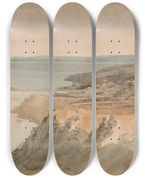 Triptych art skateboard deck of Thomas Girtin Lyme Regis Dorset by Thomas Girtin (1775-1802)