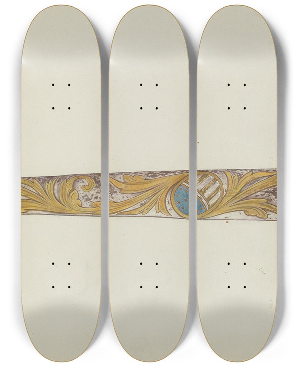 Triptych art skateboard deck of Beatrice Dekalb Trailboard by Beatrice Dekalb