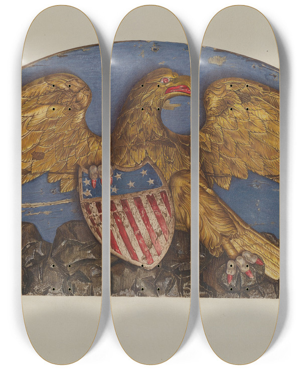Triptych art skateboard deck of American 20Th Century Sternpiece Eagle by American 20Th Century
