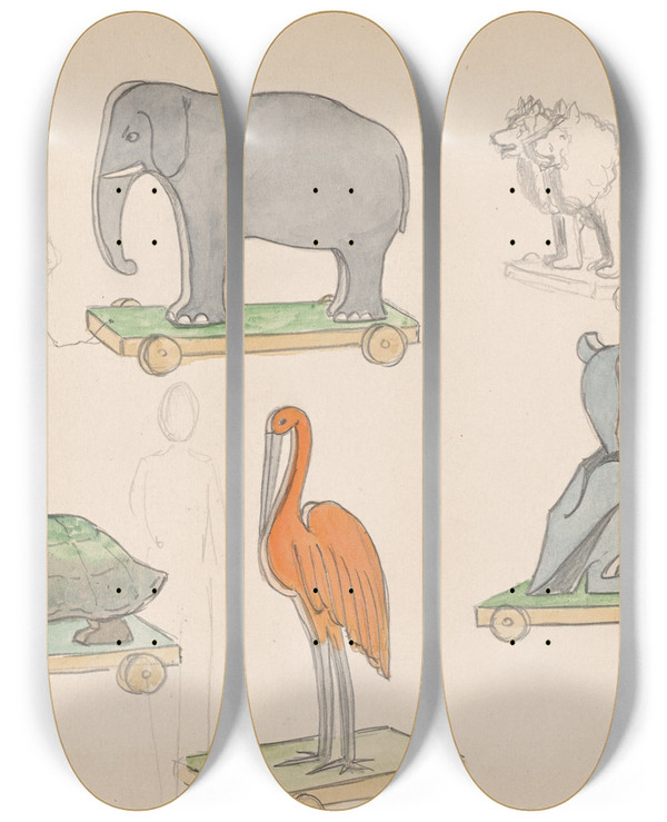 Triptych art skateboard deck of Will R Barnes Untitled_5 by Will R Barnes (1939)