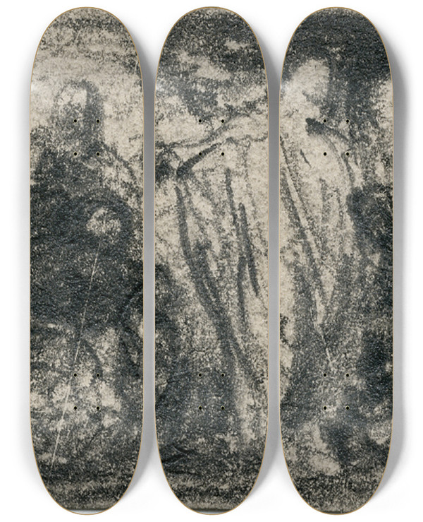 Triptych art skateboard deck of Matthijs Maris Literaire Voorstelling_3 by Matthijs Maris (1839-1917)