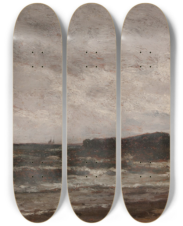 Triptych art skateboard deck of American School Singing Beach Manchester Massachusetts by American School (19-20-)