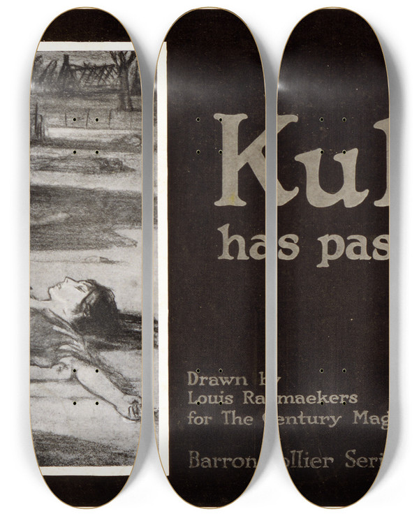Triptych art skateboard deck of Louis Raemaekers Kultur Has Passed Here by Louis Raemaekers (1869-1956)