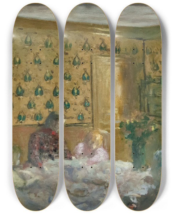 Triptych art skateboard deck of Douard Vuillard By The Worktable by douard Vuillard (1868-1940)