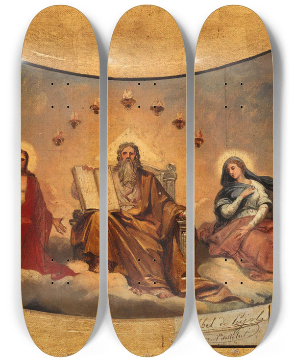 Triptych art skateboard deck of Abel De Pujol Le Pre Ternel Le Christ Et La Vierge by Abel de Pujol (1785-1861)