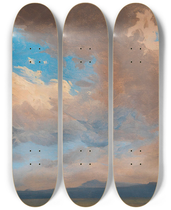 Triptych art skateboard deck of Adalbert Stifter Wolkenstudie_1 by Adalbert Stifter (1805-1868)