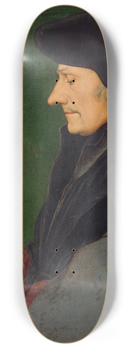 Hans Holbein The Younger - Portrait of Erasmus of Rotterdam Writing 8.25 inch art skate deck