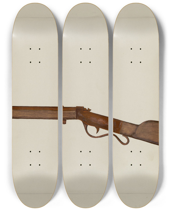 Triptych art skateboard deck of Leroy Robinson Rifle by Leroy Robinson