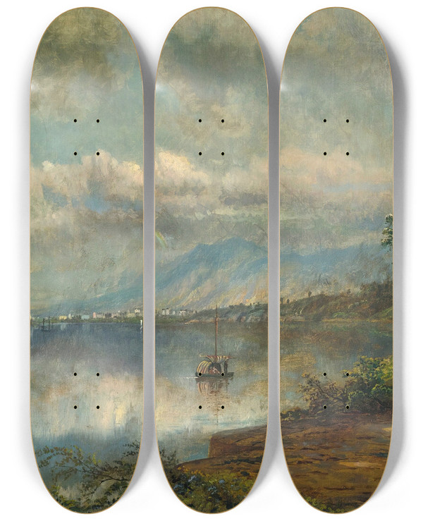 Triptych art skateboard deck of Edmund Darch Lewis Santiago De Cuba by Edmund Darch Lewis (1835-1910)
