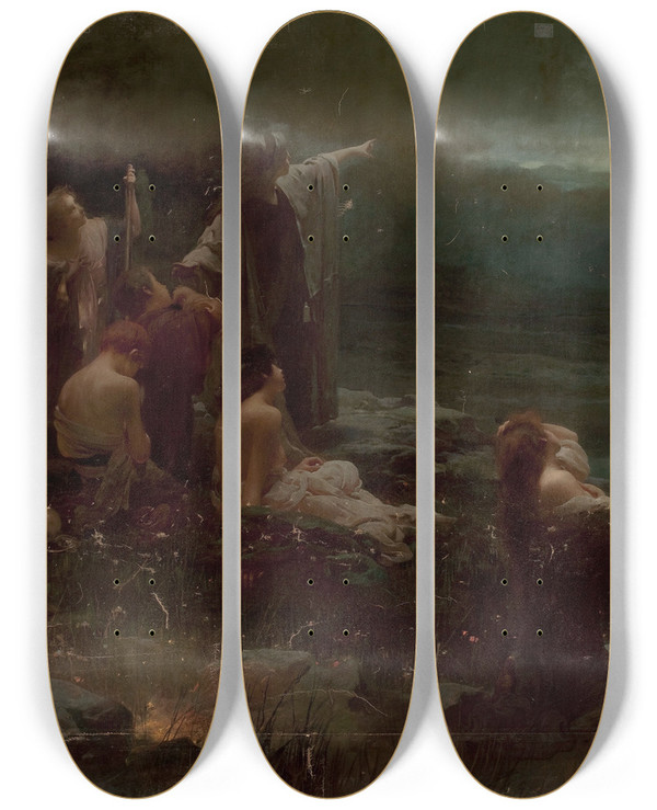 Triptych art skateboard deck of Franciszek Murko Morning Star by Franciszek Zmurko (1859-1910)