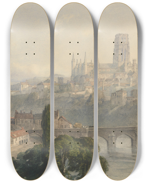 Triptych art skateboard deck of George Arthur Fripp Durham Cathedral by George Arthur Fripp