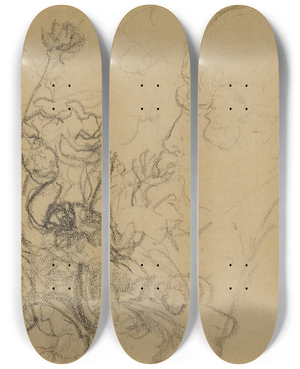 Triptych art skateboard deck of Douard Vuillard Lucie Hessel De Profil Devant Un Bouquet De Fleurs by douard Vuillard (1868-1940)