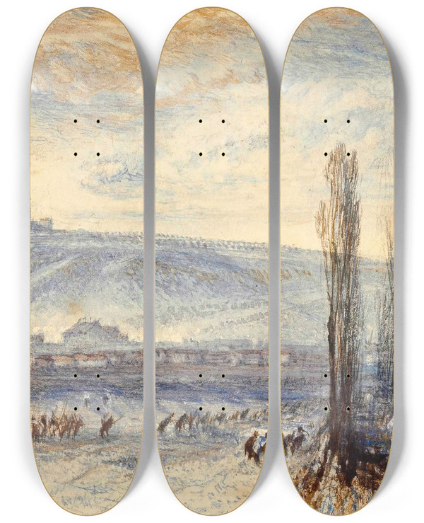 Triptych art skateboard deck of Joseph Mallord William Turner Brienne by Joseph Mallord William Turner (1775-1851)