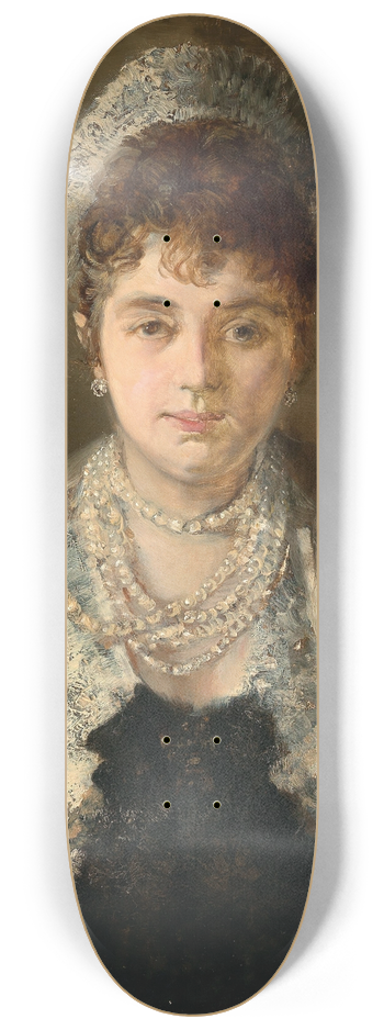 Hans Makart - Portrait of a Lady with a Pearl Necklace 8.25 inch art skate deck
