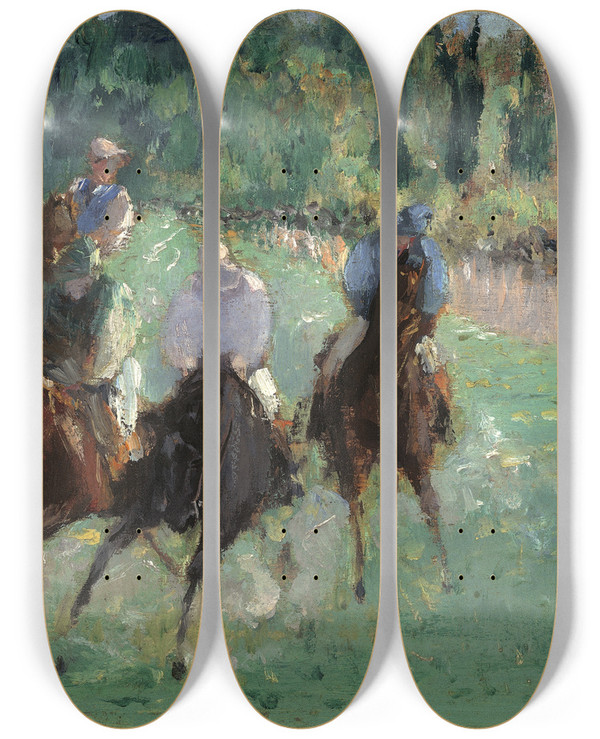 Triptych art skateboard deck of Douard Manet At The Races by douard Manet (1832-1883)